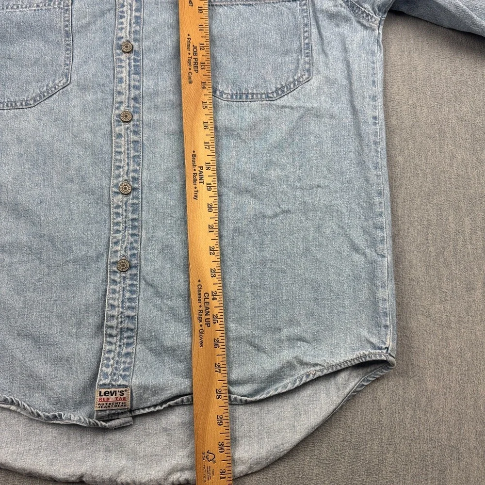 Vintage Levis‎ Shirt Mens Large Blue Denim Button Up Cotton Long Sleeve Western